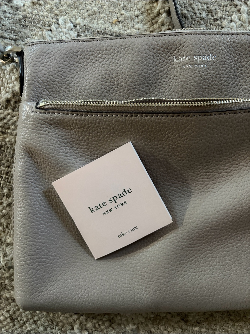 kate spade Taupe Pebbled Leather Crossbody Bag